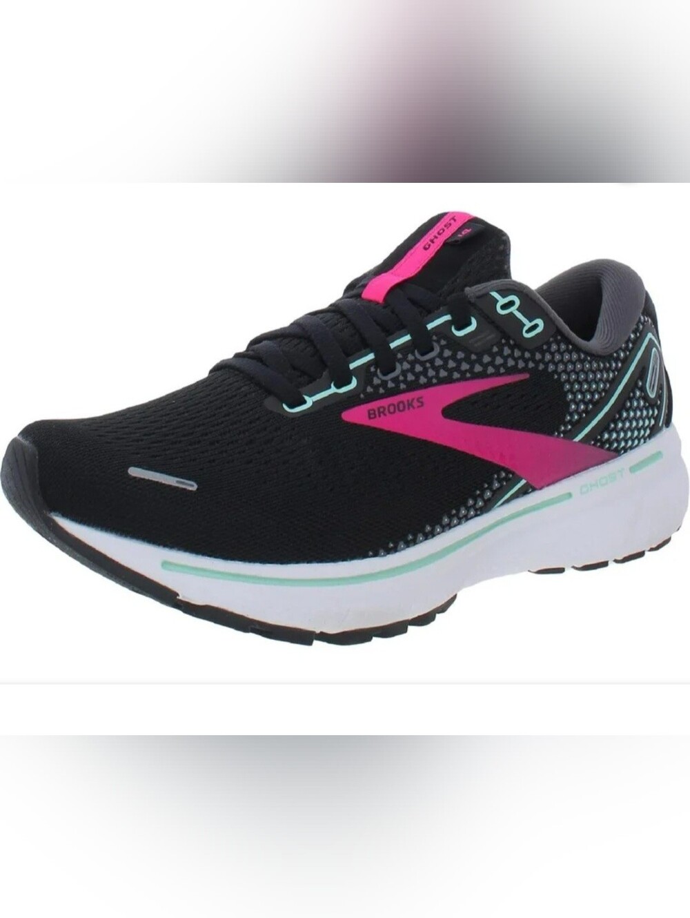 Size 9.5 Brooks Ghost 14 Women's Running Shoes Black/Pink/Yucca